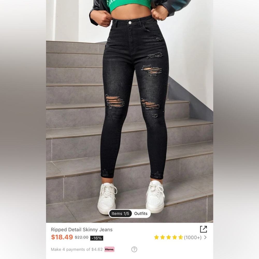 Black Distressed Skinny Jeans Womens size 8